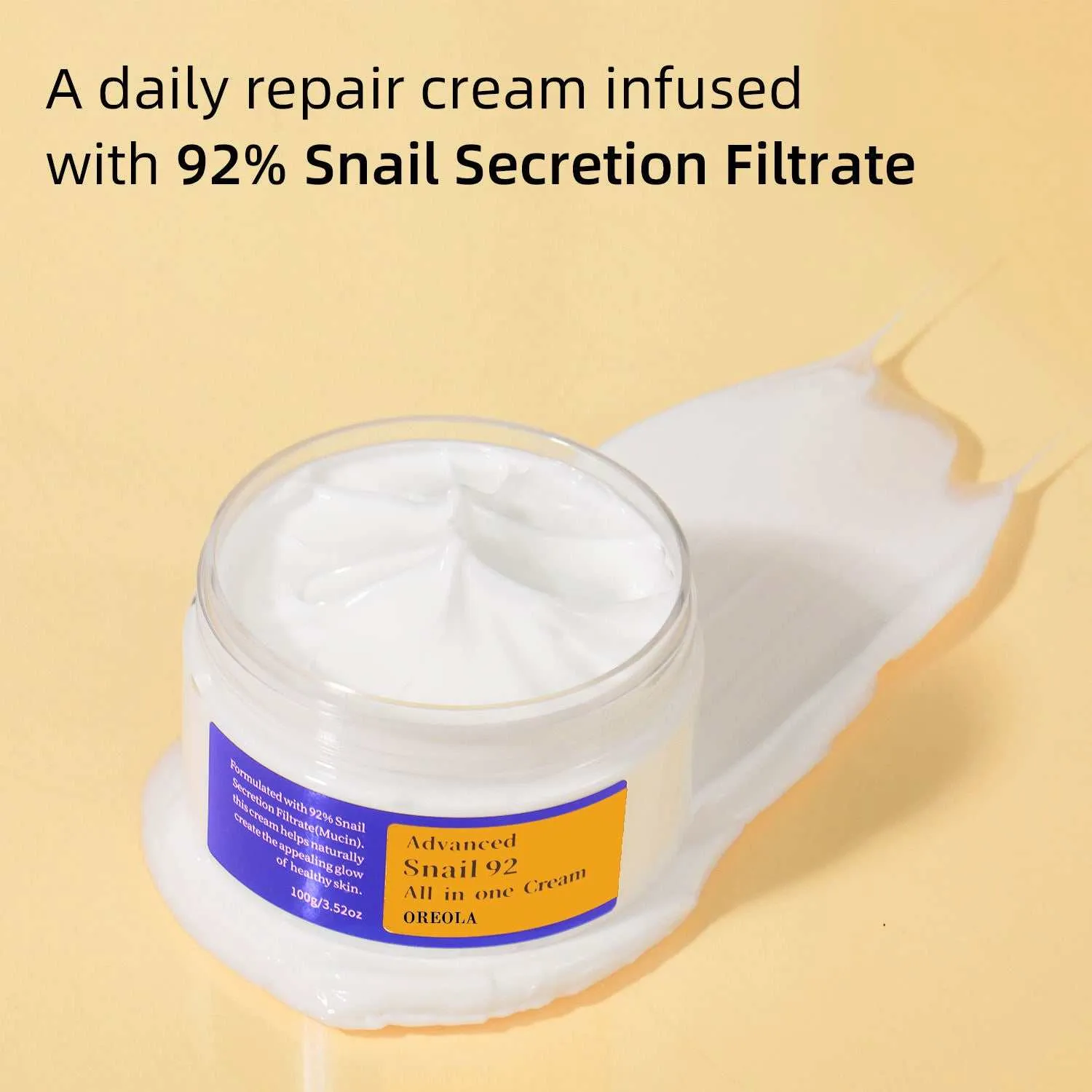Advanced Snail Mucin 92 Face Cream, Snail Mucin All-In-One For Moisturizing, Hydrating, Brighten Cream Suitable For All Skin Types 100g/ 3.52 Oz.