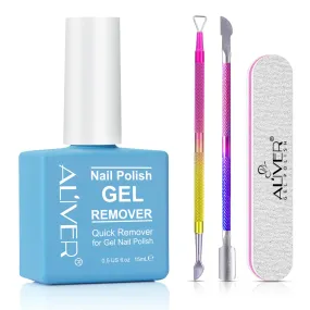 ALIVER blue nail polish remover 1 piece   red and yellow gradient nail polish remover   manicure nano steel nail polish remover (PVC bag)   mini nail file yarn strip