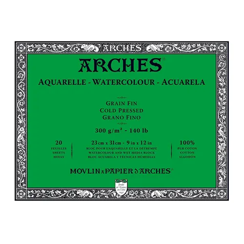 Arches Watercolor Block 140LB, Natural White, Cold Press