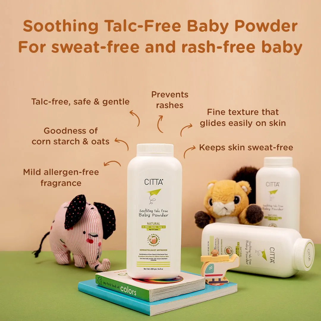Citta Talc-Free Baby Powder with Corn Starch & Oats I Pack of 1