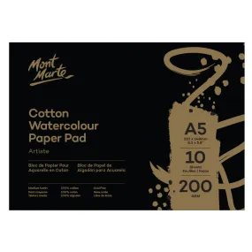 Cotton Watercolour Paper Artiste 200gsm A5 (8.3 x 5.8in) 10 Sheets