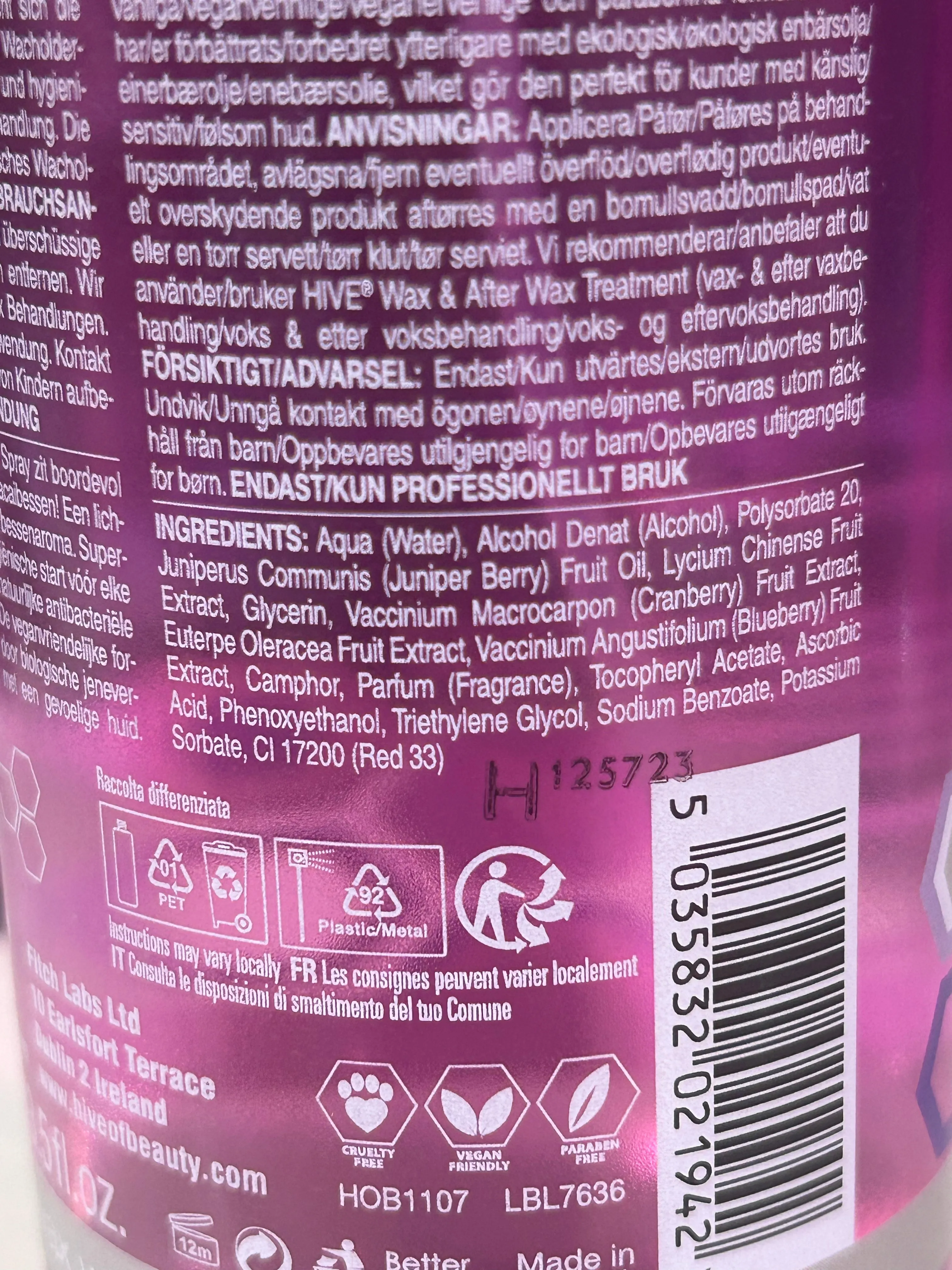 Hive Superberry Blend Pre Wax Cleansing Spray 400ml