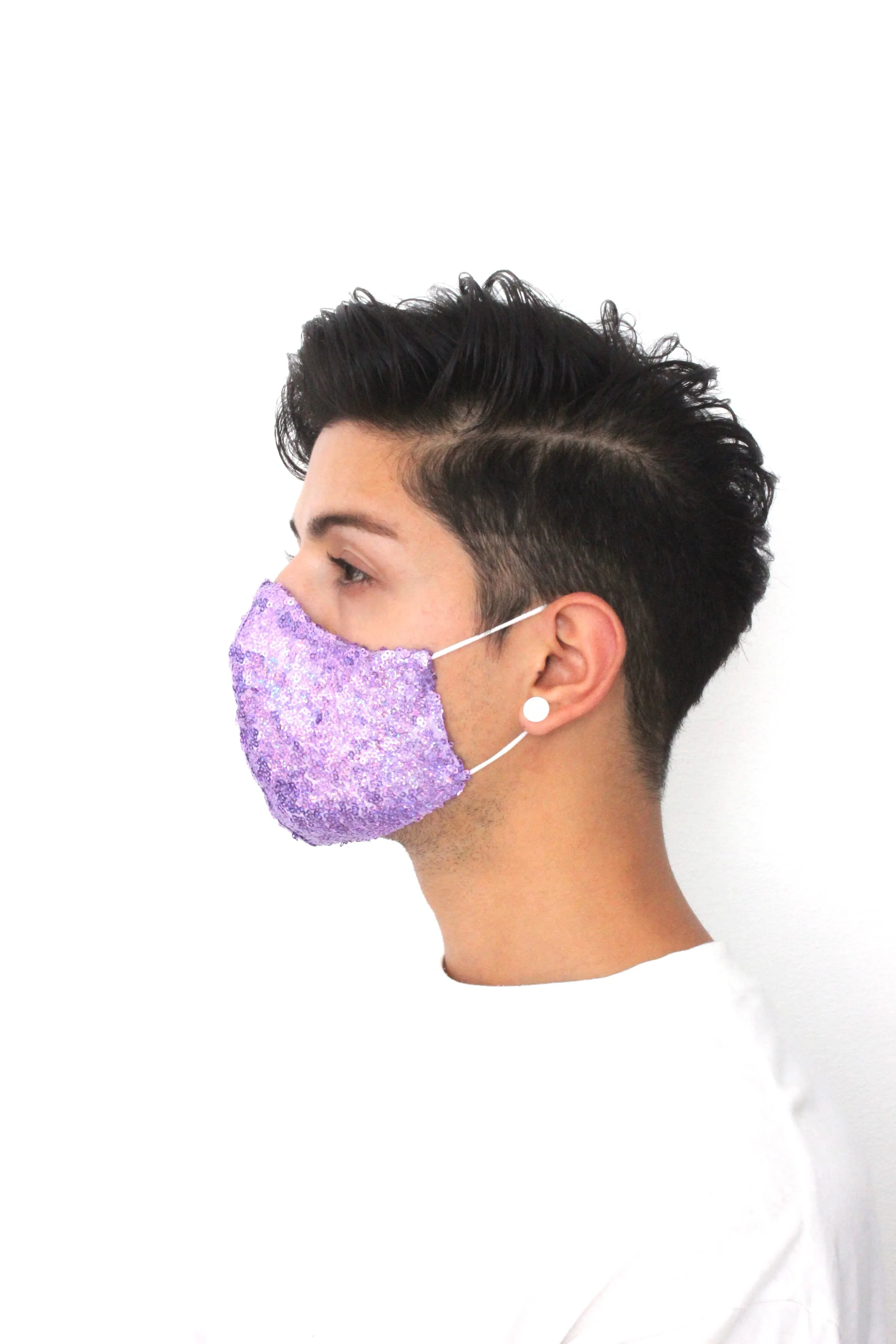 Iridescent Violet Sequin Face Mask