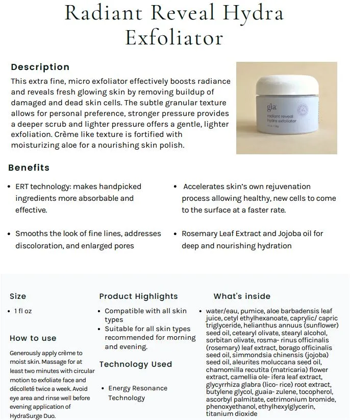 Radiant Reveal Hydra Exfoliator - Canada
