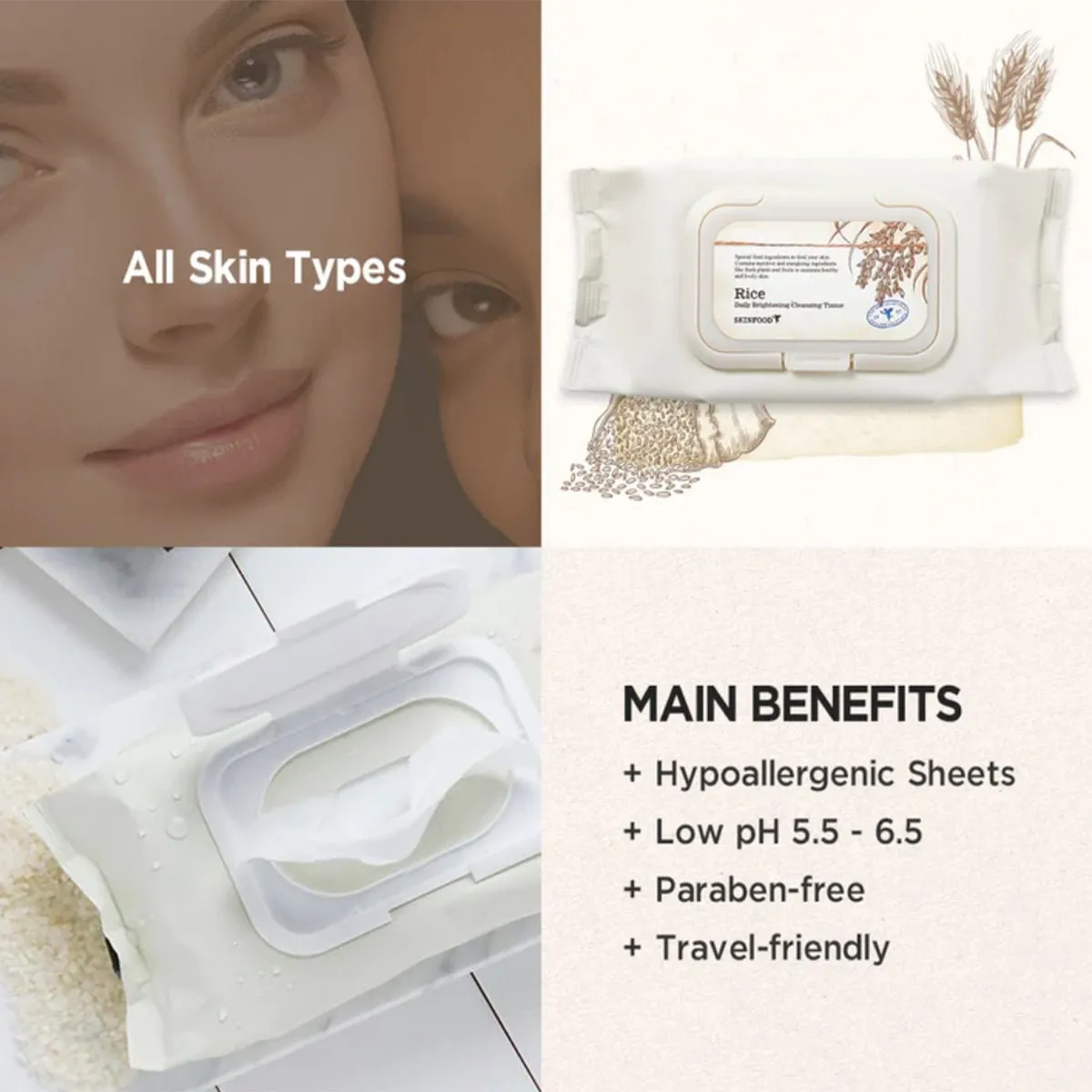 Skinfood Rice Daily Brightening Cleansing Tissue