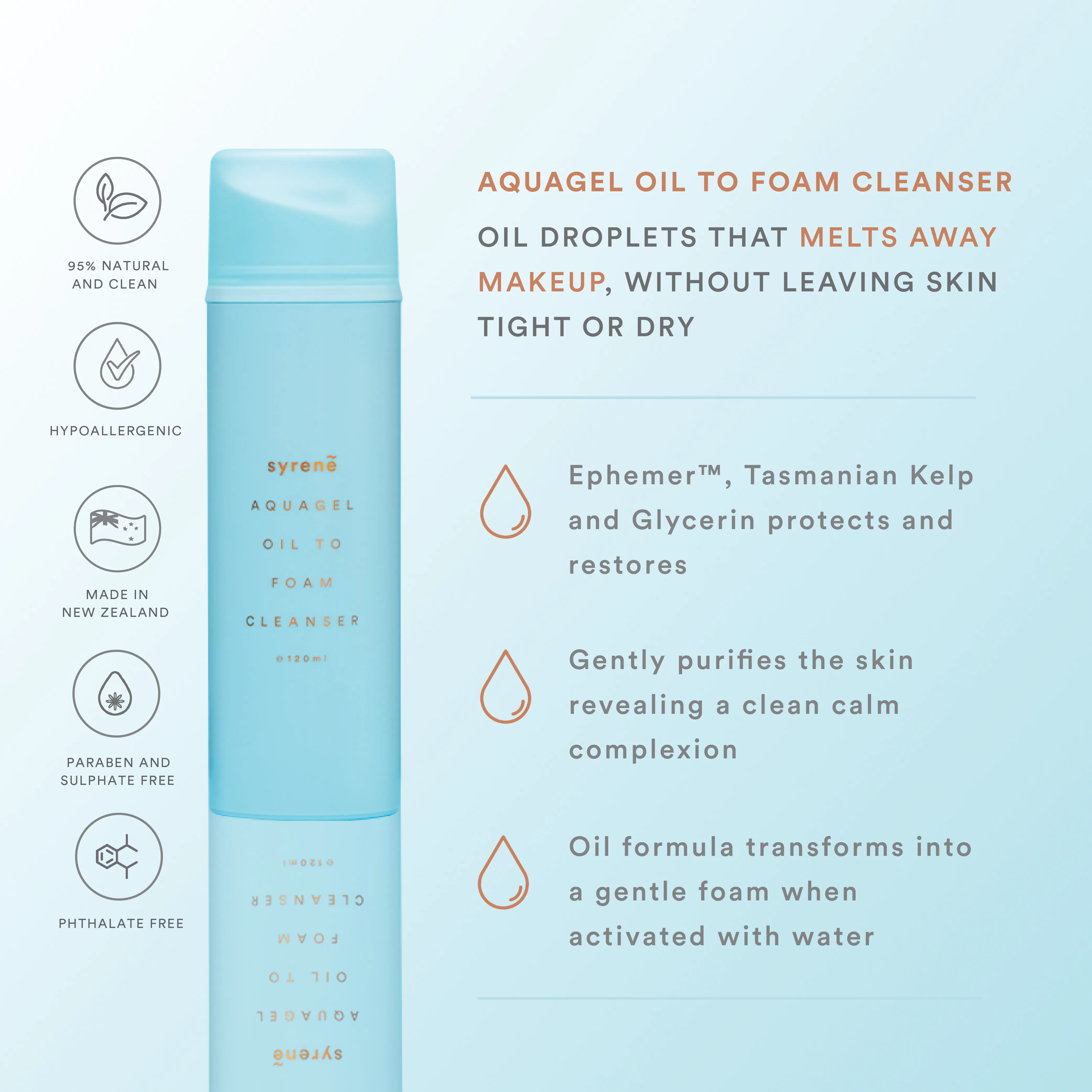 Syrene Aquagel Oil to Foam Cleanser  120ml