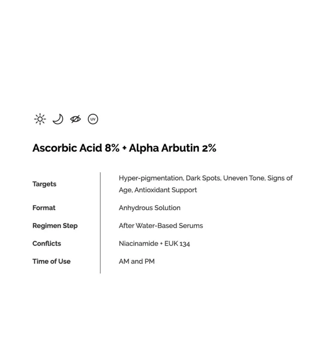 THE ORDINARY

Ascorbic Acid 8%   Alpha Arbutin 2%( 30ml)